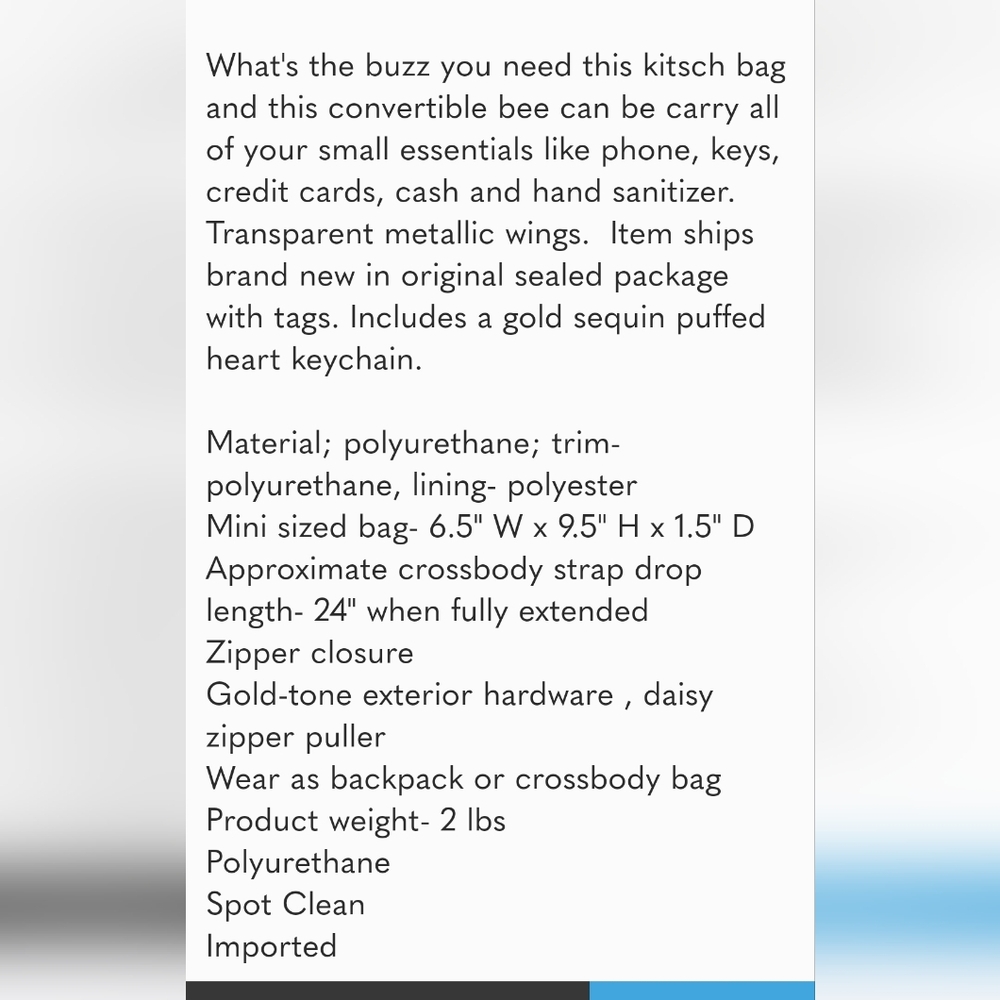 Betsey Johnson Bee Convertable Backpack / Crossbo… - image 8